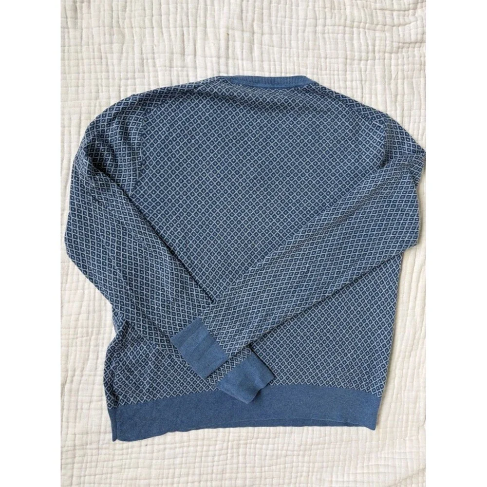 Brooks Brothers Supima Cotton Cashmere Sweater Blue Pattern L